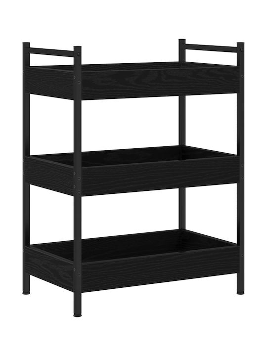 vidaXL Τρόλεϊ Κουζίνας Ξύλινο 3 Θέσεων Μαύρο 50x30x70cm