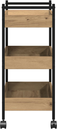 vidaXL Wooden Kitchen Trolley 3 Tiers Brown 50x30x70cm
