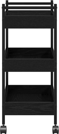 vidaXL Wooden Kitchen Trolley 3 Tiers Black 50x30x70cm