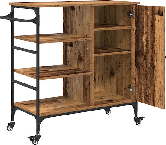 vidaXL Τρόλεϊ Κουζίνας Ξύλινο 4 Θέσεων Καφέ 84.5x38.5x87.5cm