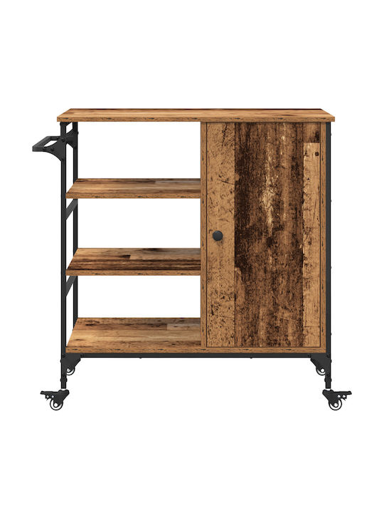 vidaXL Τρόλεϊ Κουζίνας Ξύλινο 4 Θέσεων Καφέ 84.5x38.5x87.5cm