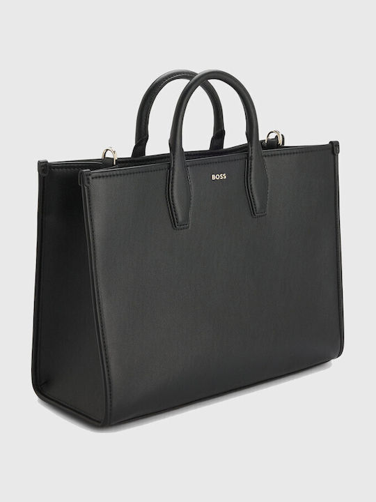 Boss Tote Bag Detachable Logo Strap Sandy Med Tote Black Shopping Bags Female Black 50547947-001