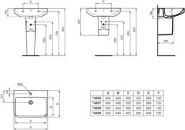 Ideal Standard I.life Επικαθήμενος Νιπτήρας Πορσελάνης 50x44x18cm Λευκό Γυαλιστερό