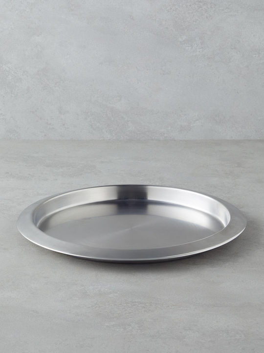 Excellent Houseware Неръждаем Кръгъл Поднос за сервиране в Сребрист Цвят 35см 1бр
