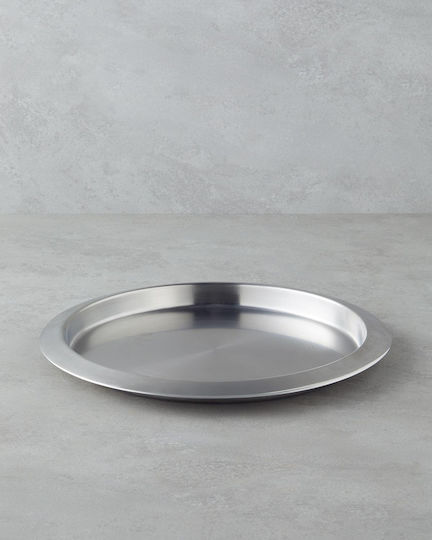 Excellent Houseware Неръждаем Кръгъл Поднос за сервиране в Сребрист Цвят 35см 1бр