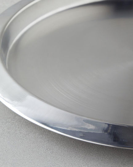 Excellent Houseware Неръждаем Кръгъл Поднос за сервиране в Сребрист Цвят 35см 1бр