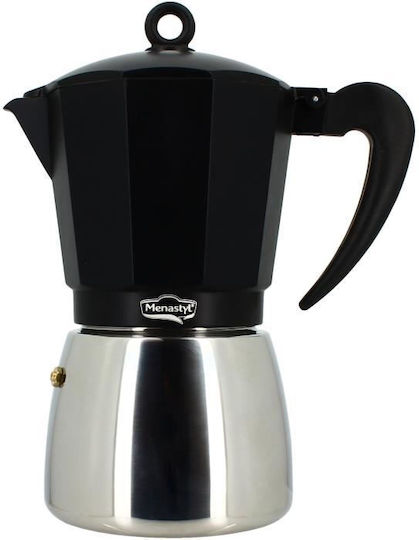 Menastyl Stovetop Espresso Pot 12 Cups Argintiu