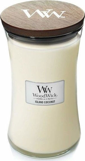 WoodWick Aromatic Soy Candle in Jar with Island Coconut Scent 609.5g