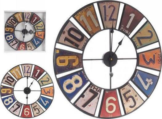 Gift Decor Retro Antique Wall Clock Metallic Colorful Ø60cm