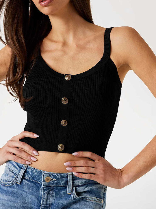 Γυναικείο Crop Top Αμάνικο Μαύρο
