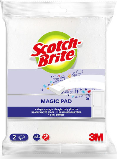 Sponge Cleaning Solid Surfaces 2 Pieces Set 3m Scotch Brite Ee2 Stain Eraser White