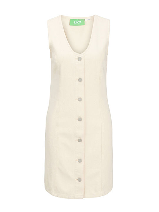 Rochie De Vară Pentru Femei Mini Rochie-Cămașă Denim Ecru Off-White