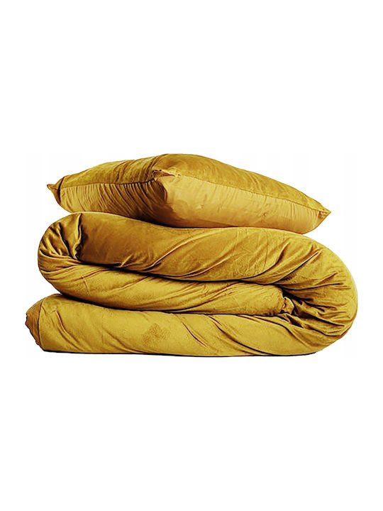 Douceur d'Intérieur Duvet Cover Set Queen with 2 Pillowcases 240x220 L-c Velina Ochre