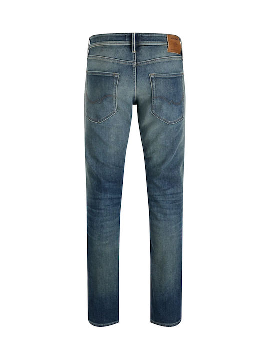 Men's Elastic Jeans Pants with Regular Straight Fit Blue Denim