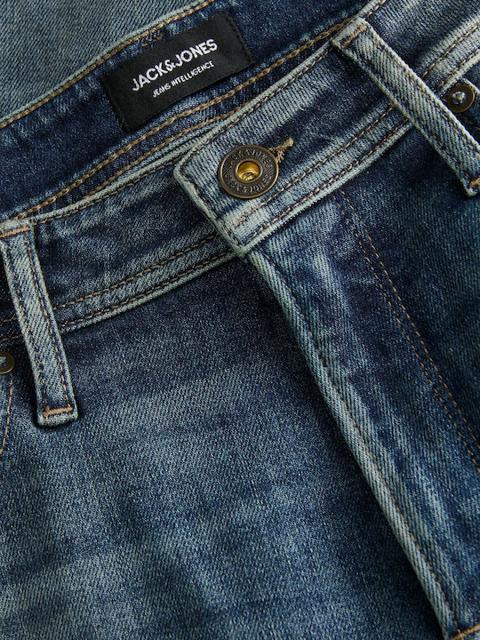 Men's Elastic Jeans Pants with Regular Straight Fit Blue Denim