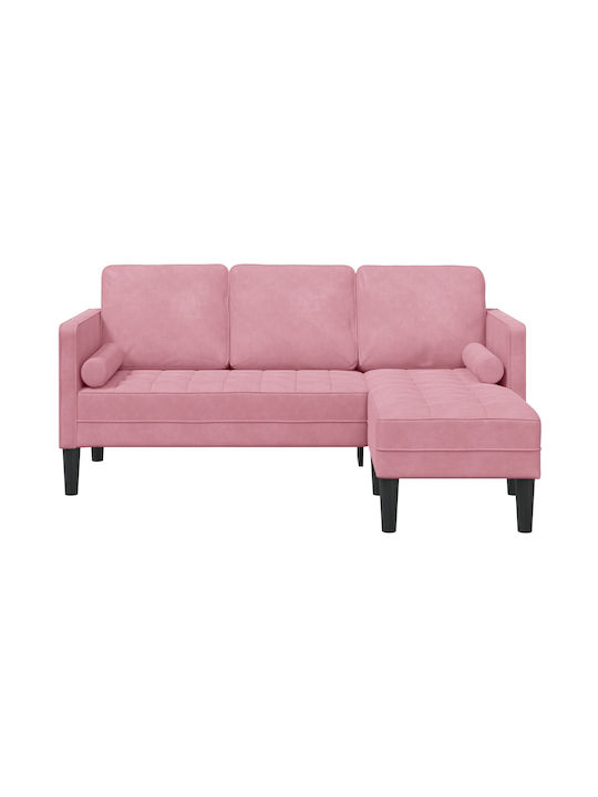 Colțar Canapea Catifea Roz Cu Perne Decorative 173x131x67cm