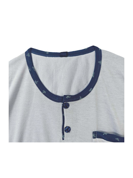 Ustyle Men's Summer Pajamas Set Sky Blue