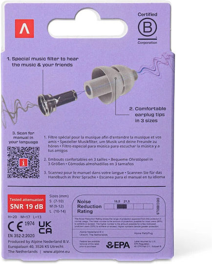 Alpine Partyplug Silicone Earplugs Transparent 2pcs