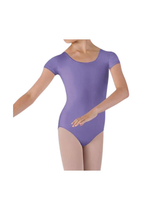Short-sleeved Kids Dance Bodysuit Fuchsia