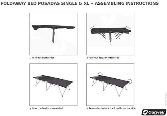 Posadas Folding Bed/Guest & Folding Bed Campaign Double Black 192x132x45cm
