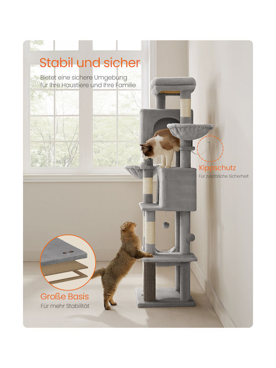 Feandrea Kratzbaum Katzenbäume Gray 5 Ebenen 69x43x175cm