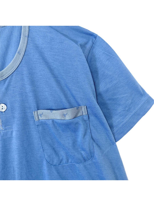 Ustyle Men's Summer Pajamas Set Light Blue