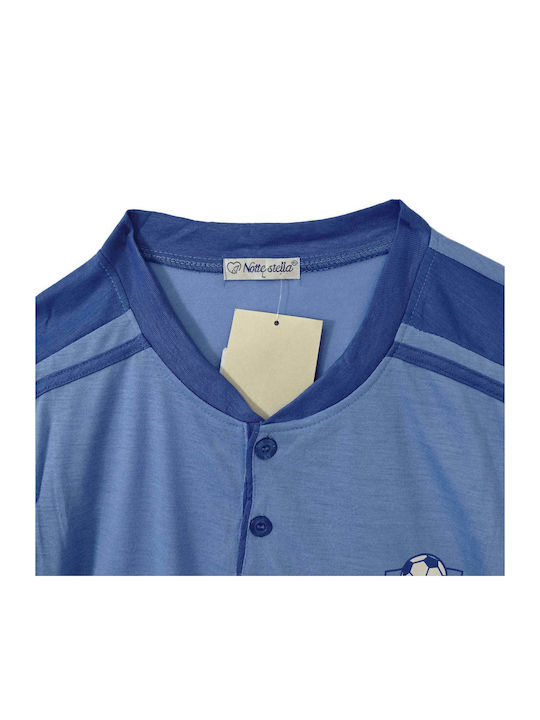 Ustyle Men's Summer Pajamas Set Light Blue
