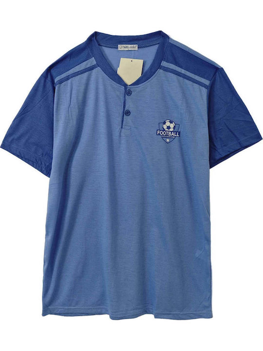 Ustyle Men's Summer Pajamas Set Light Blue