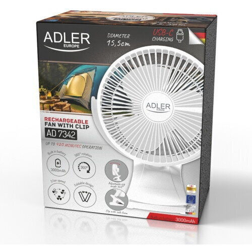 Rechargeable Clip-on Desk Fan 15.5 Cm 360° Rotation Quiet Usb-c