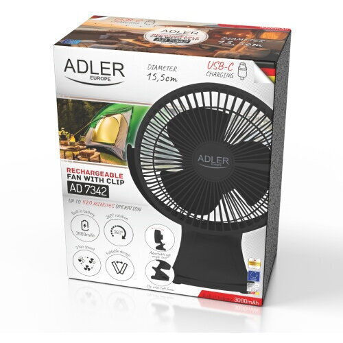 Wiederaufladbarer Clip-On Schreibtischventilator 15,5 cm 360° Rotation Leise USB-C