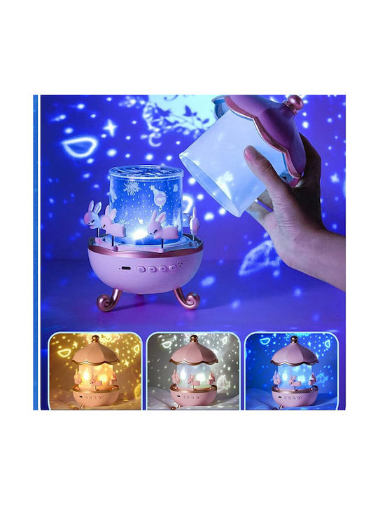 Rotating Kids Projector Lamp with Design Projection Pink 19.1x11.8x11.8εκ.