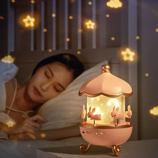 Въртящ се Детска Лампа Проектор с Проекция на Дизайни Розов 19.1x11.8x11.8εκ.