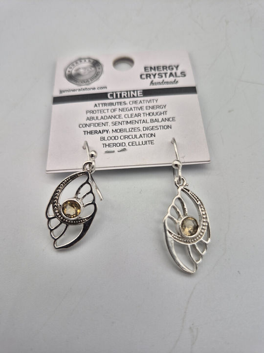 Silver Plated Women's Earrings Yellow Polyhedral Cut – Boho Style & Natural Energy