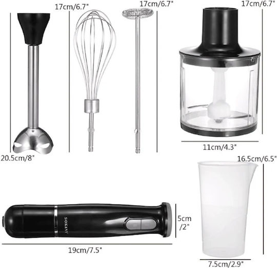 Sokany SK-1714-5 Hand Blender with Inox Rod 800W Black