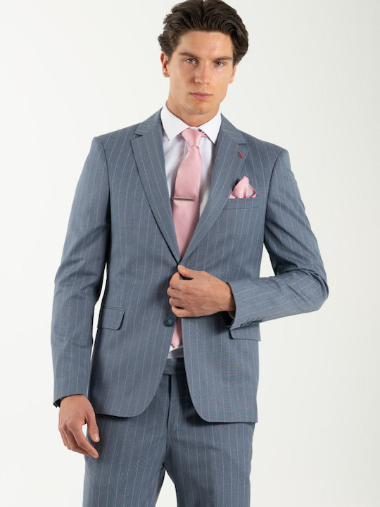 Men's Suit Striped light blue