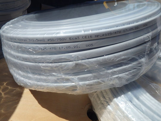 NKT Καλώδιο Ρεύματος με Διατομή 3x1mm² σε Λευκό Χρώμα 1m Εύκαμπτο