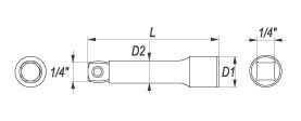 Yato Pneumatic Ratchet Extension 1/4" 76mm