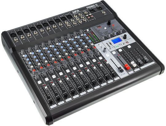 HPA Digital Mischpult 12 Kanäle mit Phantom Power & 20 XLR-Eingänge & Bluetooth