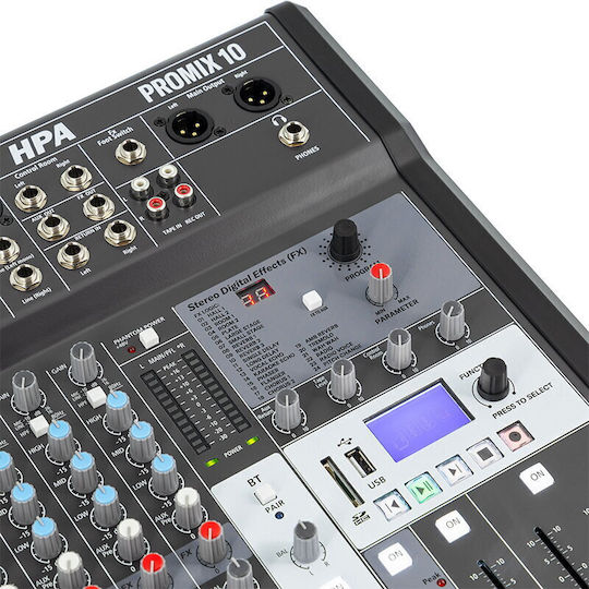 HPA Mixer Digital 10 Canale Cu Putere Fantomă Și 20 Intrări XLR Și Bluetooth