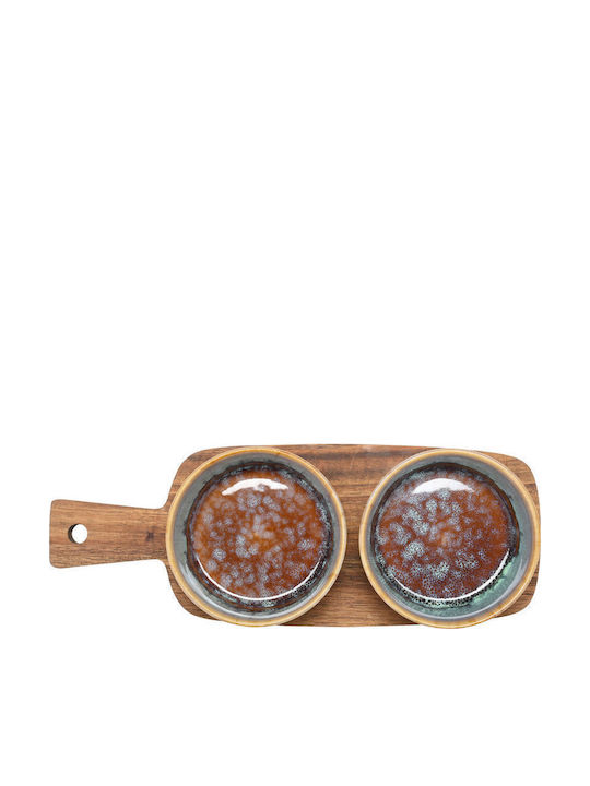 Estia Ceramic Dessert Divided Serving Plate with 2 Slots Allure Multicolour Ø9.5cm 9.5x25cm