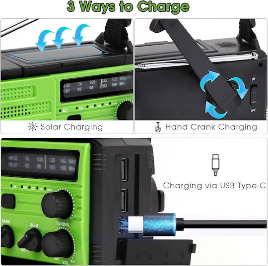 X001OLF9UN Tabletop Radio Solar with USB Green