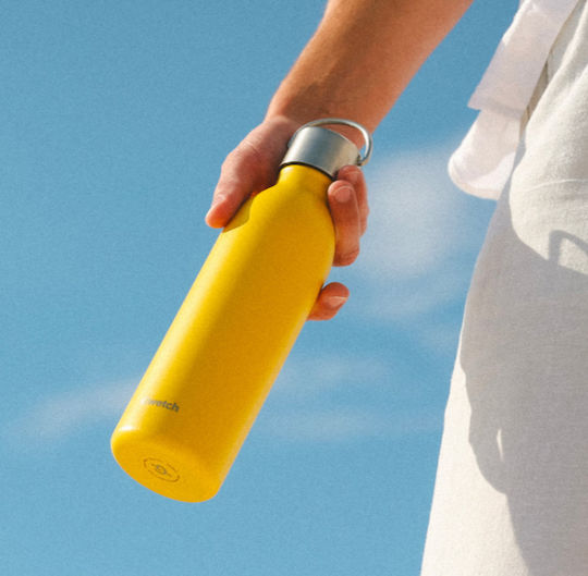Qwetch Μπουκάλι Θερμός Ανοξείδωτο / Πλαστικό BPA Free 600ml Curry με Λαβή