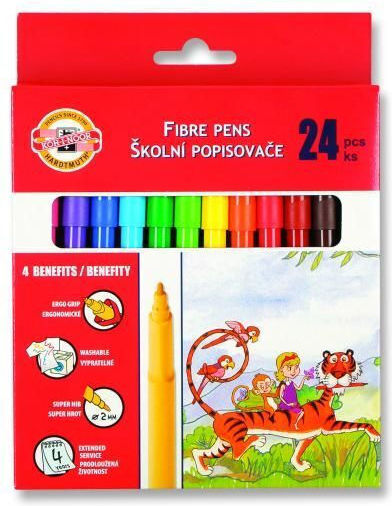 Koh-I-Noor Washable Drawing Markers Thin Set 24pcs