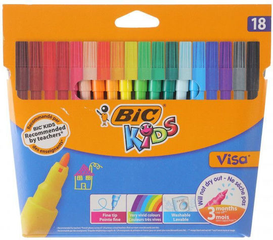BIC Μαρκαδόροι Ζωγραφικής Λεπτοί Σετ 18 χρώματα