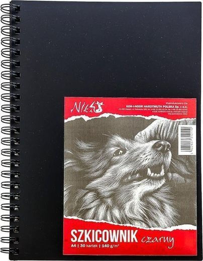 Sketchbook Black Paper Koh-i-Noor Niki A4 30 Tabs Spiral Bound