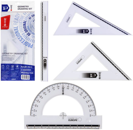 Pratel Set of Geometric Instruments Plastic Transparent 30cm