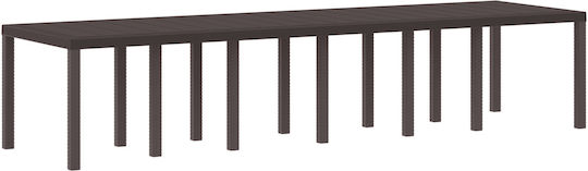 Outdoor Dinner Free Standing Rattan Table Brown 350x100x73cm