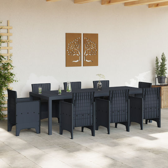 Τραπέζι Εξωτερικού Χώρου Rattan Ανθρακί 250x100x73εκ.