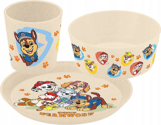 Paw Patrol Set Essgeschirr aus Bambus Beige 3Stück
