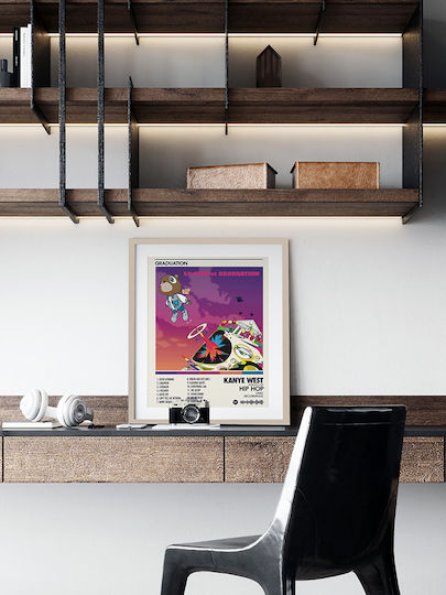 Music Poster Kanye West Graduation Ms071 21cm X 30cm Black Wooden Frame
